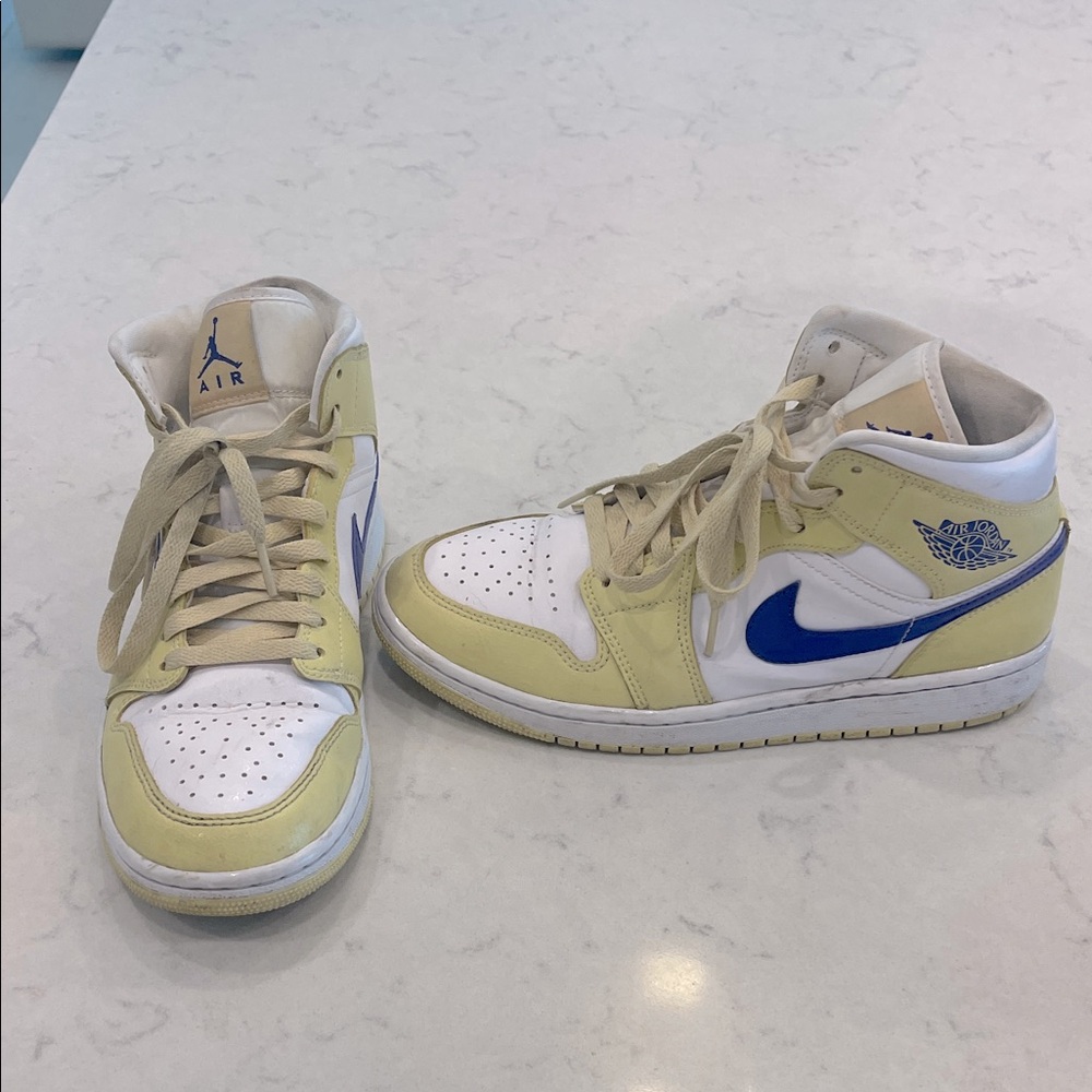 Air Jordan High-Top Sneakers in Yellow and Blue